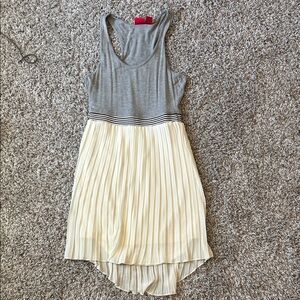 Daytrip Grey Tank Top with Cream Pleated Skirt Dress